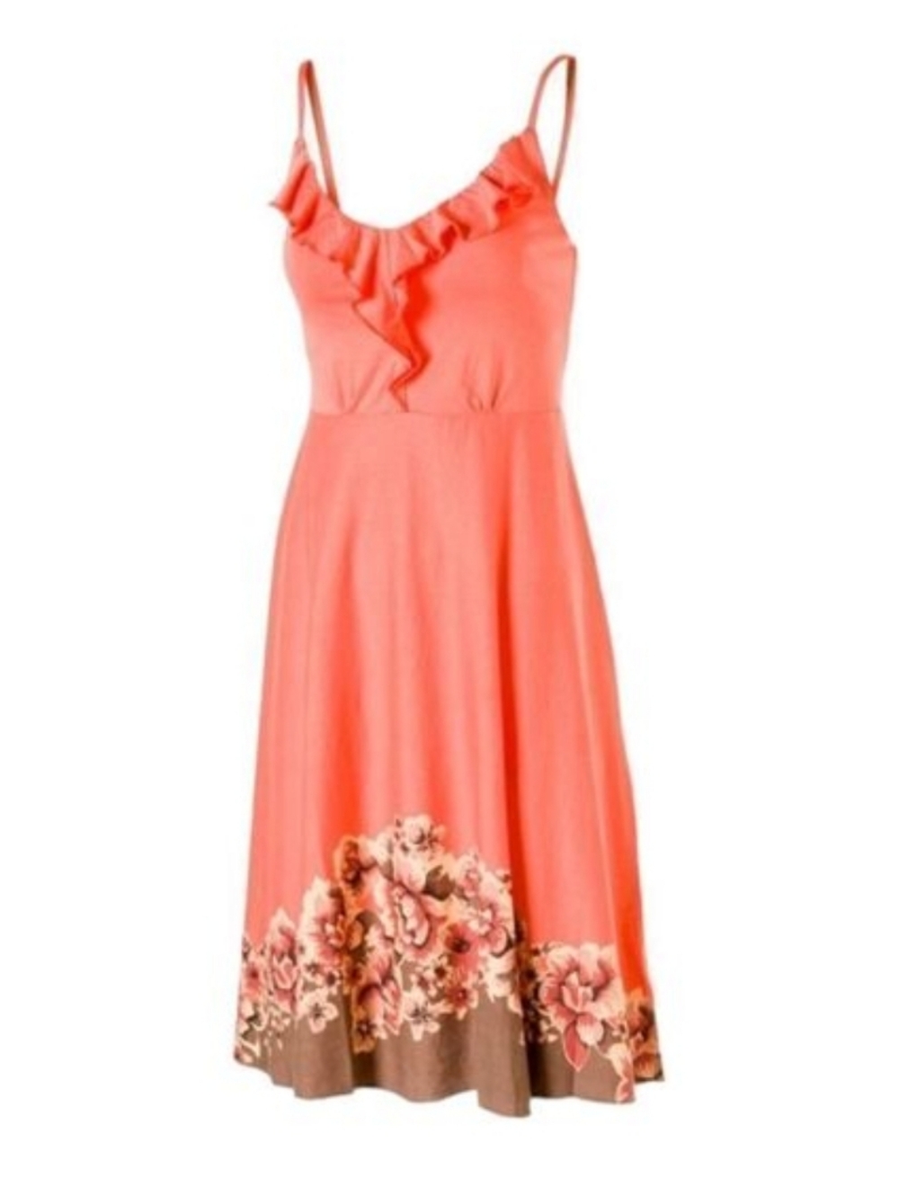 Patagonia Kamala Organic Cotton Ruffle Tank Dress in Coral Floral Size M